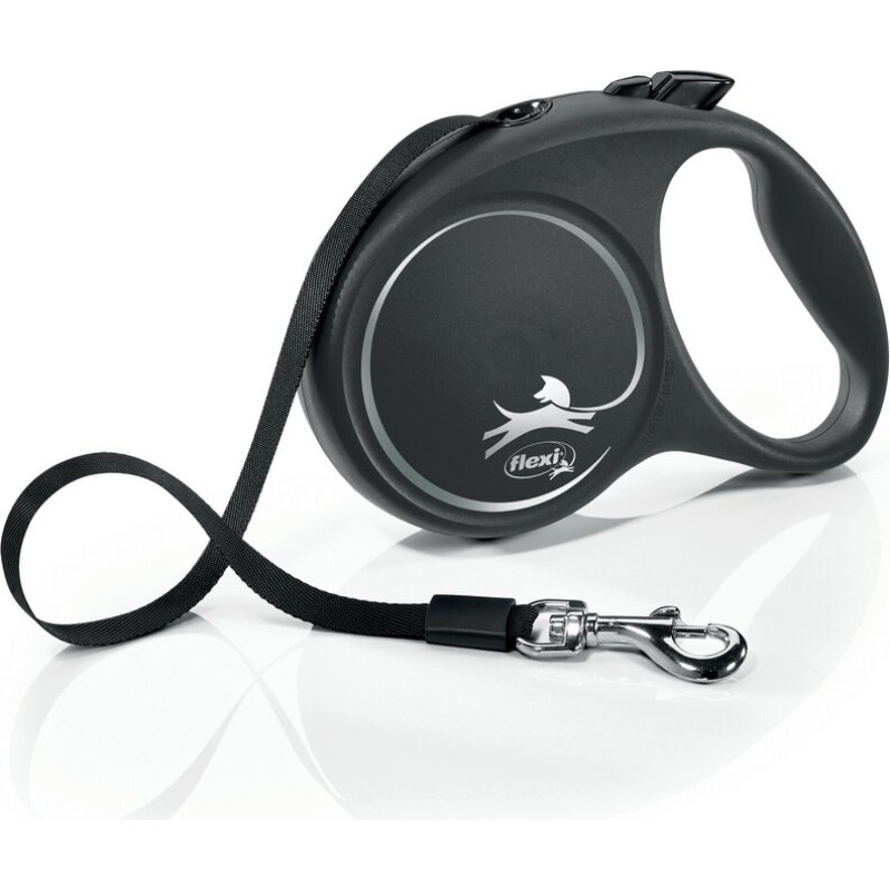 Flexi automātiskā pavada Black Design S, pelēka, 5 m