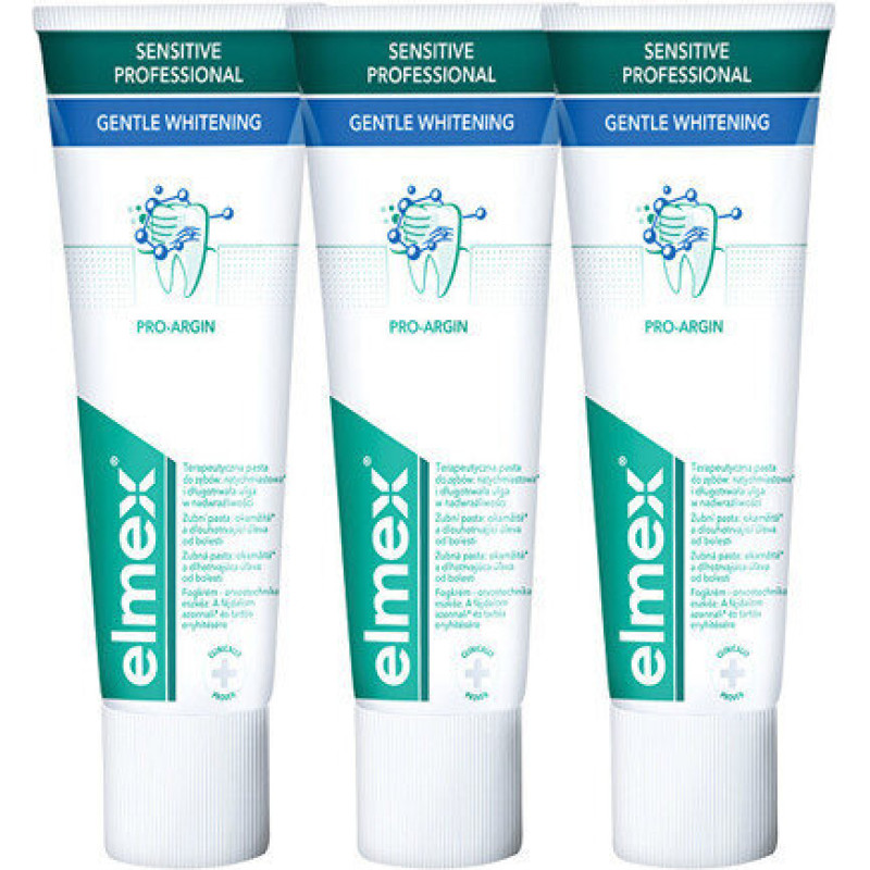 Balinoša zobu pasta jutīgiem zobiem Elmex Sensitive Whitening Trio, 3x 75 ml