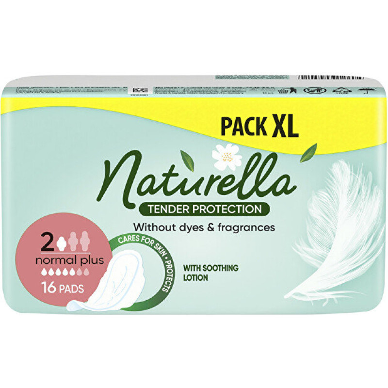 Higiēniskās paketes Naturella Normal Plus Tender Protection, bez aromāta, ar spārniņiem, 16 gab.