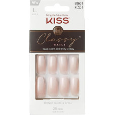 Mākslīgie nagi KISS Classy Nails gēla nagi (tikai ekskluzīvi) 28 gab. īsie ovālie piespiežamie nagi
