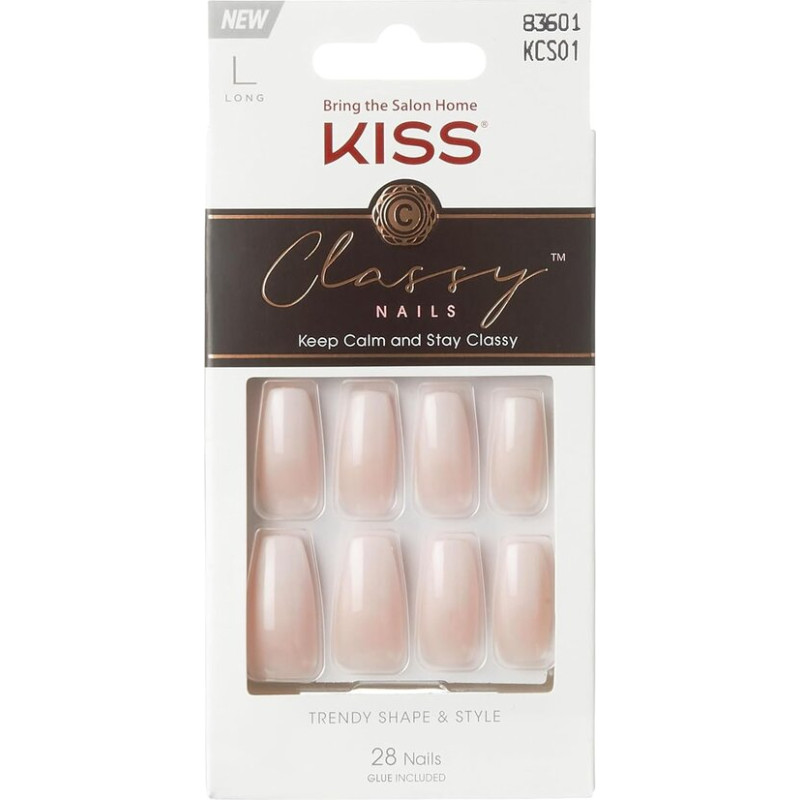 Mākslīgie nagi KISS Classy Nails gēla nagi (tikai ekskluzīvi) 28 gab. īsie ovālie piespiežamie nagi