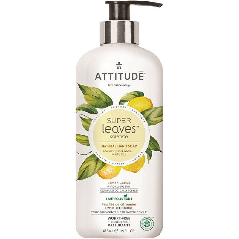 Attitude Super Leaves Hand Soap Lemon Leaves - Roku ziepes ar citrona lapu ekstraktu 473 ml