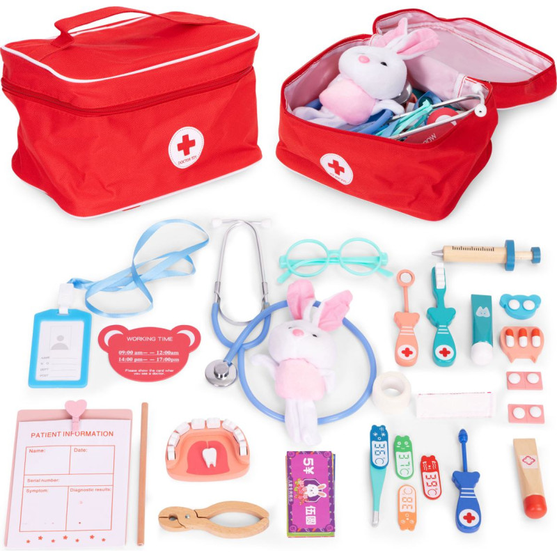 Ecotoys Wooden Doctor Play Set Medical Bag for Children 28 Pieces ECOTOYS