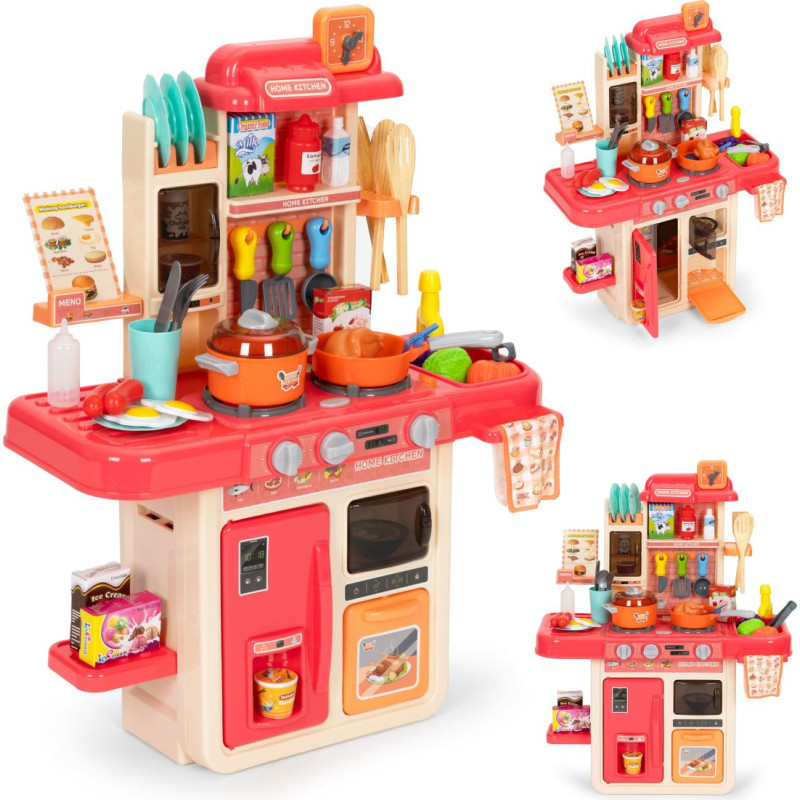 Multistore Children's kitchen sounds LED steam generator 42 accessories pink