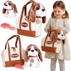 Multistore Plush Puppy in Bag Beagle Toy for Children + Grooming Brush