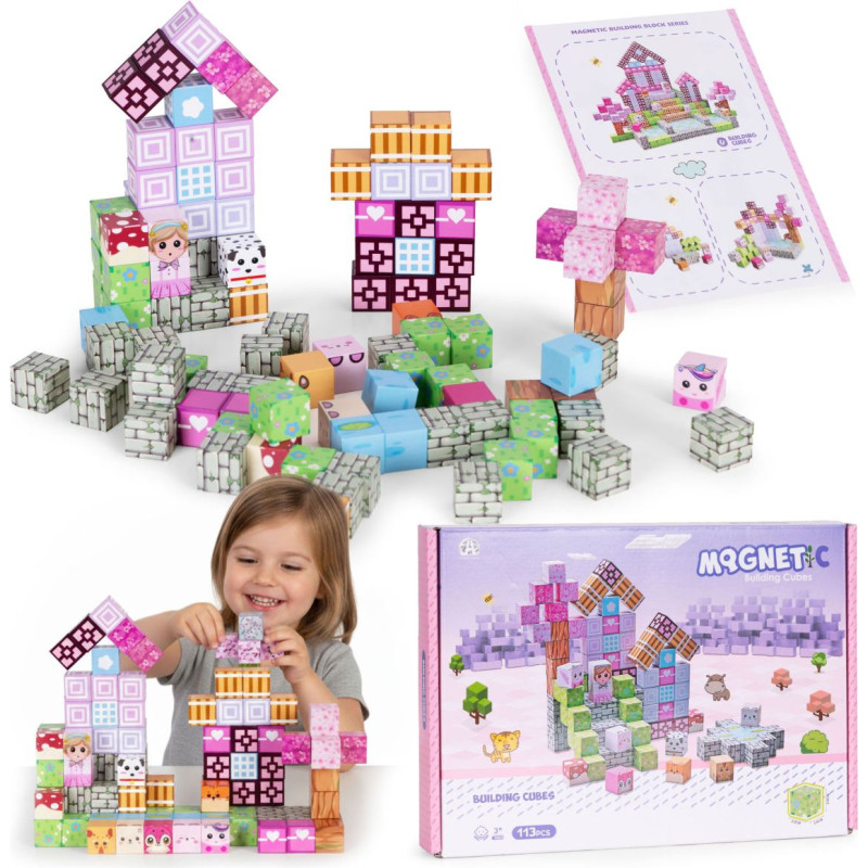 Multistore Magnetic construction blocks set for children 113 pieces