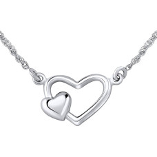 Romantic silver necklace with hearts ZTJ71251
