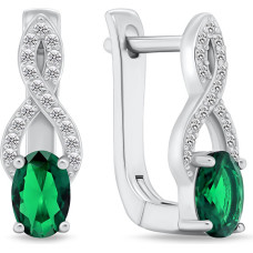 Charming silver earrings with green zircons EA293GW