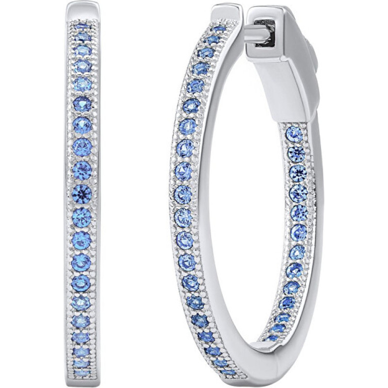 MILLA 22mm Silver Hoop Earrings with Blue Sapphire JJJE0106ELB