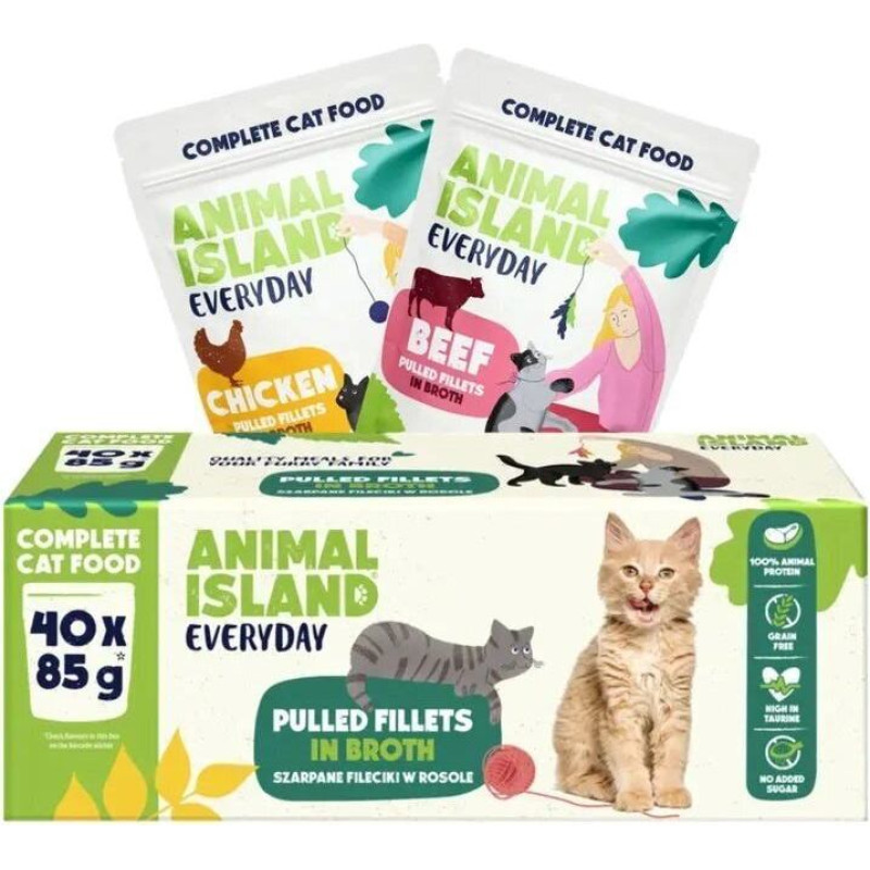 Animal Island mix ar liellopa un vistas gaļu, 40x85 g