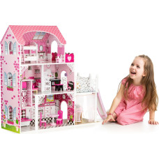Ecotoys Wooden Dollhouse with Elevator XXL and Slide ECOTOYS