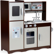 Ecotoys Large wooden play kitchen for kids with cabinets and fridge, ECOTOYS