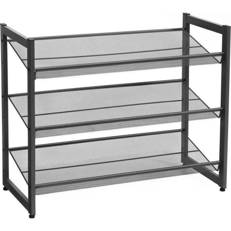 Leobert Black metal shoe rack, 3 levels