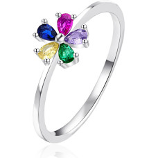 Silver ring Flower with colored zircons AGT-R32C - Circuit: 50 mm