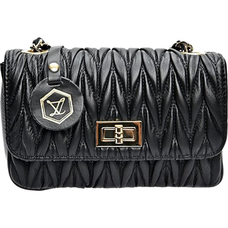 Women's leather crossbody handbag LV 2214 Nero
