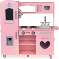 Ecotoys Large wooden play kitchen for kids with sound effects, pink, ECOTOYS