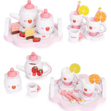 Ecotoys Wooden Tea Set Teapot Cups 14 Pieces ECOTOYS