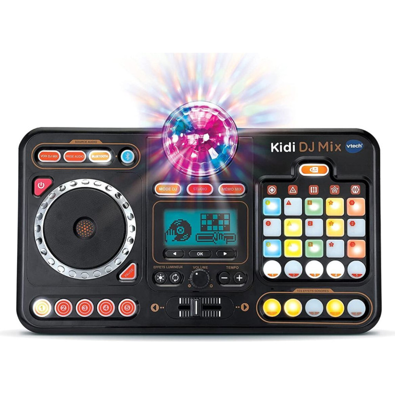 Vtech Kidi DJ Mix-10-in-1-1 DJ galds ar palaišanas lapu, skriešanas riteni un daudziem efektiem, lai rediģētu mūzikas bērnus no 6 līdz 12 gadiem B0928Z1NBY