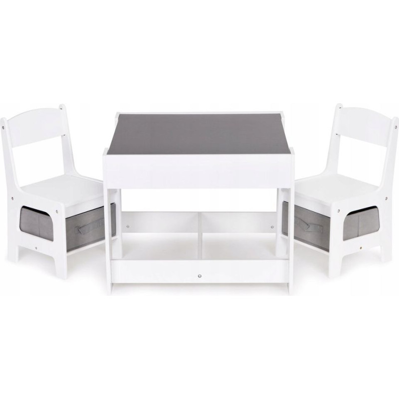 Ecotoys Bērnu mēbeļu komplekts koka galds + 2 krēsli