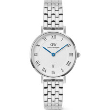 Petite 28 Roman Numerals Date 5-Link White Silver DW00100859