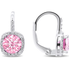 Charming silver earrings with pink zircons EA122WP