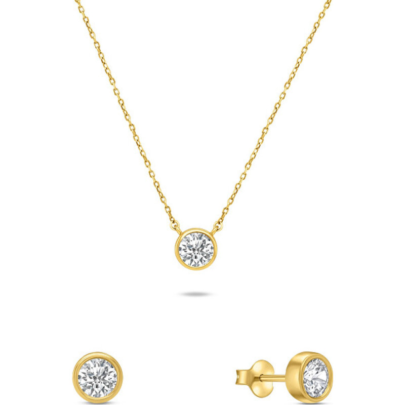 Gold-plated jewelry set with zircons SET220Y (necklace, earrings)