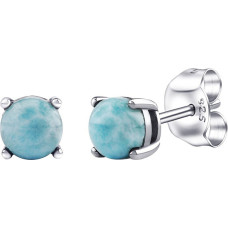 Silver stud earrings with genuine natural Larimar JJJLRD6ELR