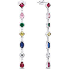 Beautiful silver earrings with colored zircons EA801W