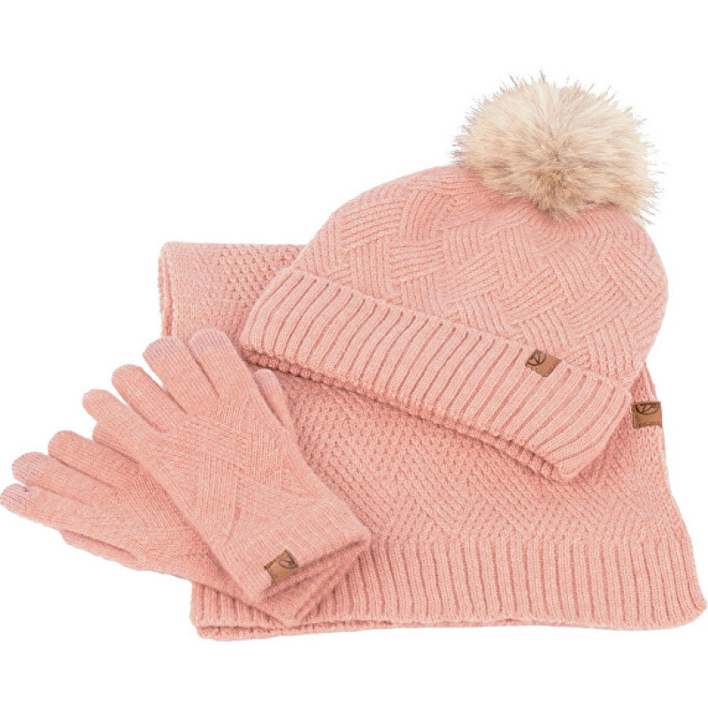 Dámská sada - čepice, šála a rukavice 252852 Pink