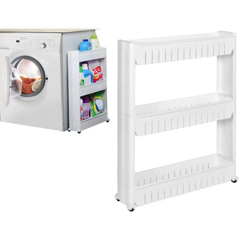 Leobert Mobile white cabinet on wheels for a washing machine