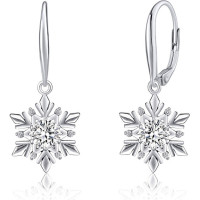 Elegant Silver Earrings Snowflake JJJE0811sw