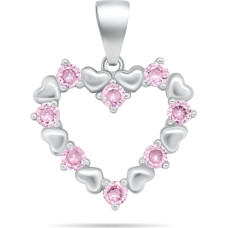 Gentle silver pendant with pink zircons PT19WP
