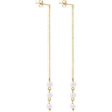 Long gold-plated earrings with artificial pearls VAAJDE2023196G