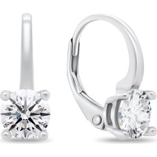 Minimalist silver earrings with zircons EA939W