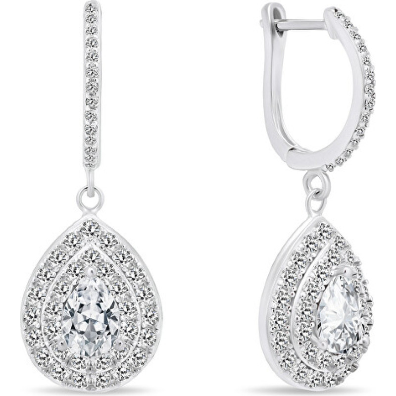 Luxury silver earrings with zircons EA488W