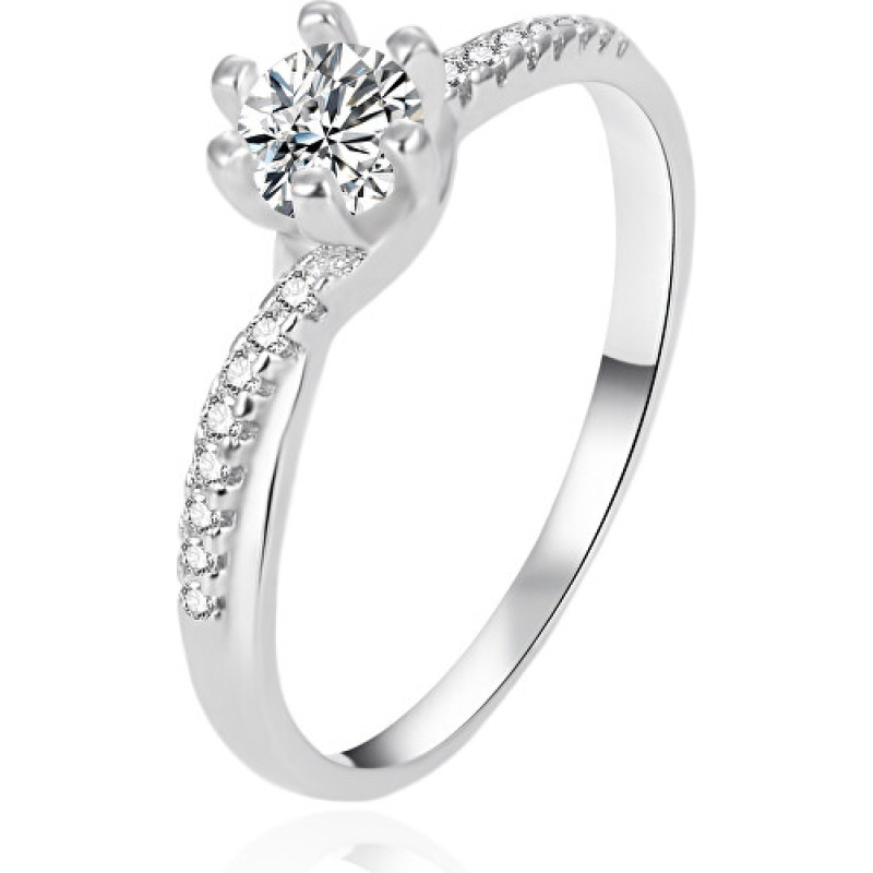 Engagement silver ring with zircon AGT-R15W - Circuit: 52 mm