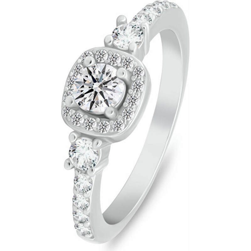 Dazzling silver ring with cubic zirconia RI148W - Circuit: 52 mm