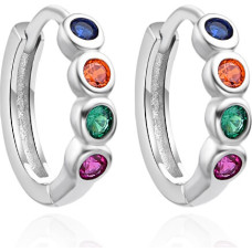 Beautiful silver earrings circles with zircons AGT-E248KC