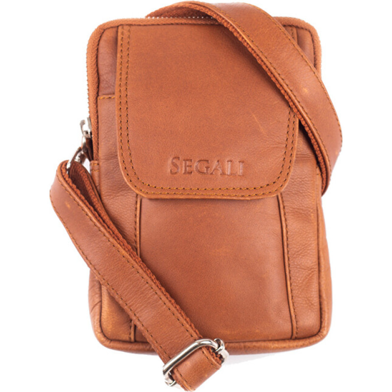 Leather crossbody bag 107 cognac