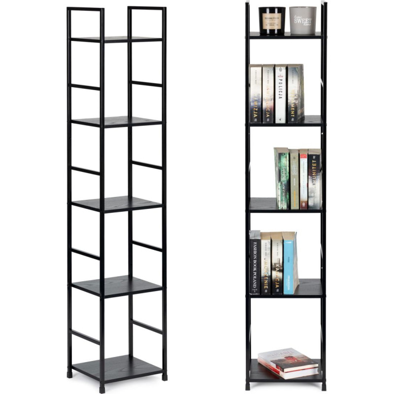 Modernhome Modern wooden shelf, metal frame LOFT, 5 shelves, black ModernHome
