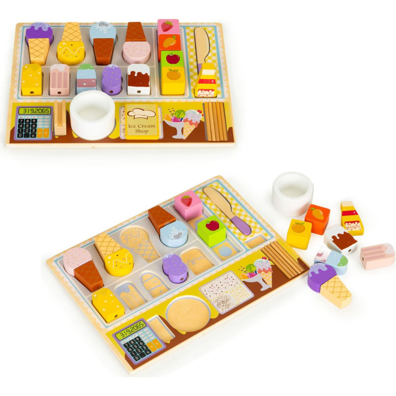 Ecotoys Wooden board ice cream parlor ice cream set for children