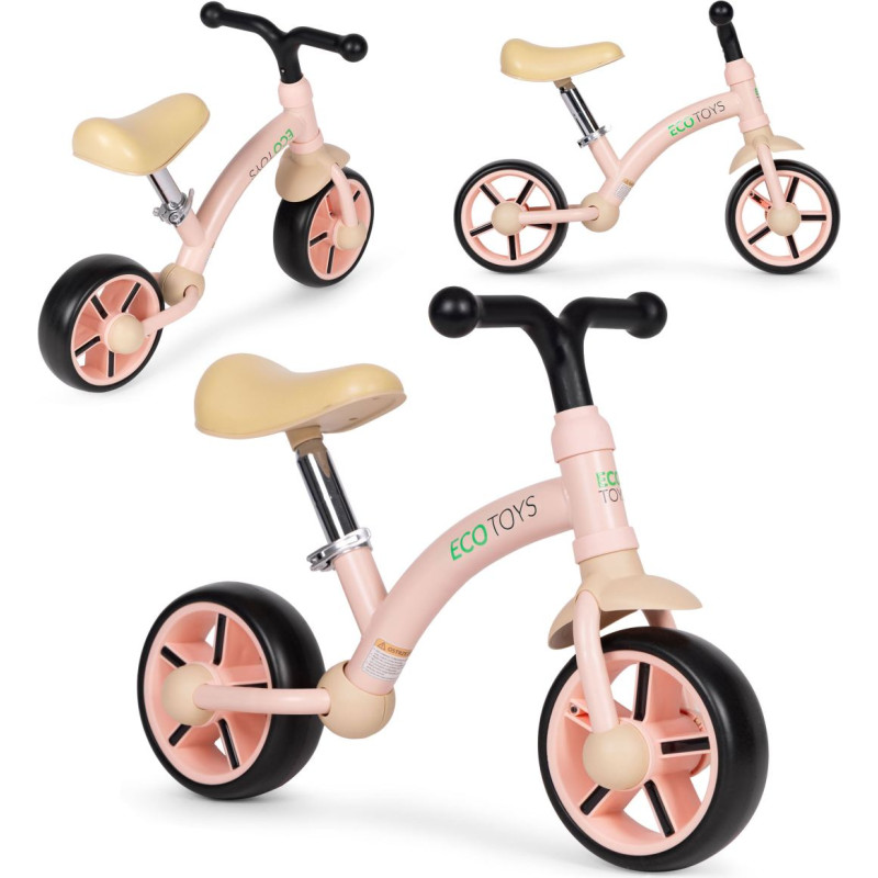 Ecotoys Balance bike for children, EVA wheels, adjustable seat, pink, ECOTOYS