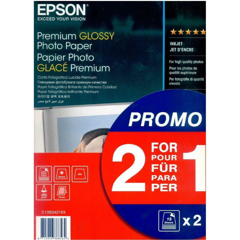 Fotopapīrs Premium Glossy A4, Epson / 255 g/m², 30 lpp