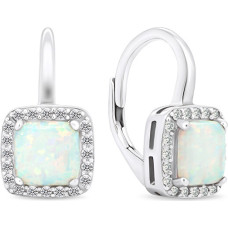 Elegant silver earrings with synthetic opals EA366W