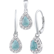 EUREKA silver jewelry set with Larimar - earrings and pendant JJJ1393LR