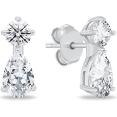 Silver earrings with clear zircons EA1133W