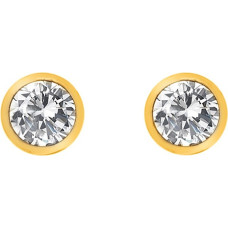 Gold-plated earrings with topaz and genuine diamond Gemstone DE832