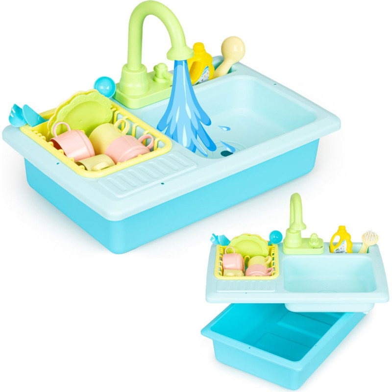 Multistore Sink with Faucet Fillable with Water 12 Accessories Toy for Children