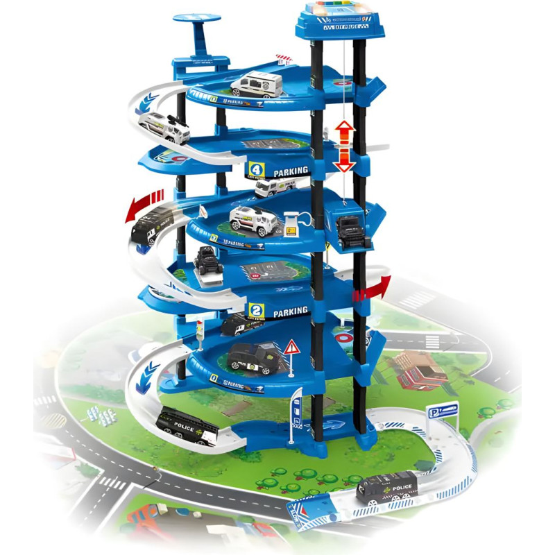 Police parking set XXL + city play mat, 82 pieces