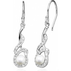 Gentle earrings with pearl and zircons SC414